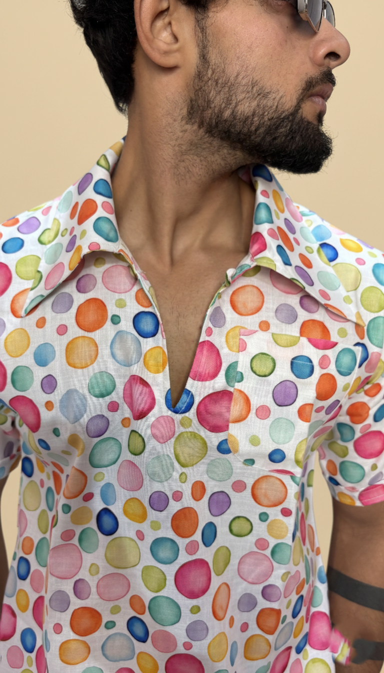 Men Multi Color Polka Dot – Short Sleeve