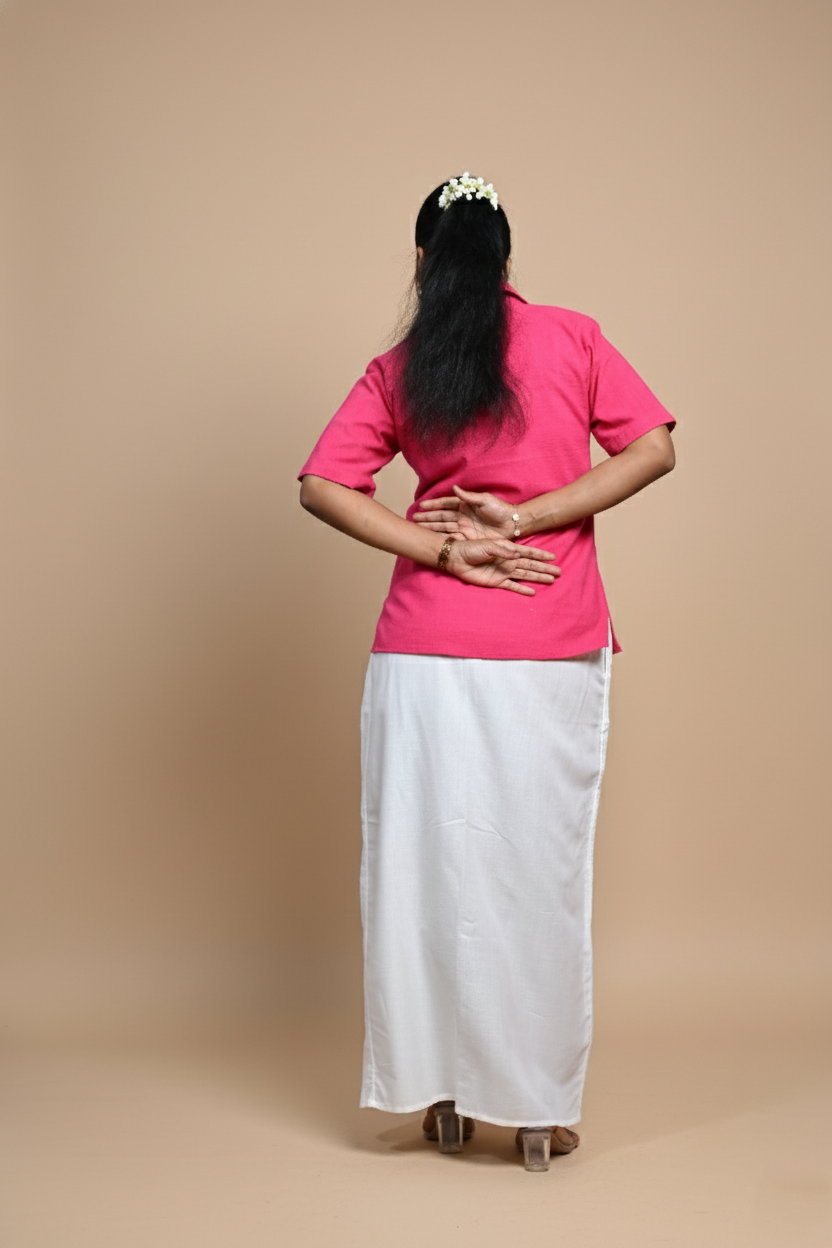 Women Coconut Tree Printed White Pajamalungi