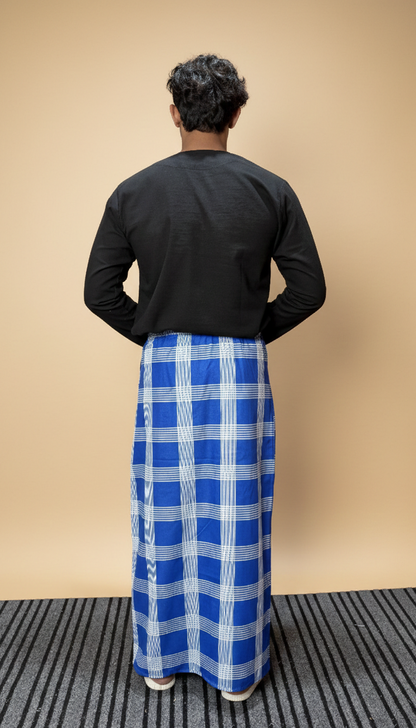 Men Checked Blue Pajamalungi