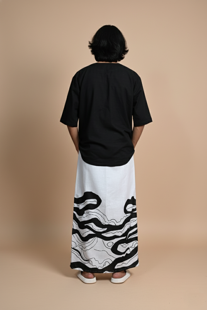 Black And White Wave Digital Print Pajamalungi