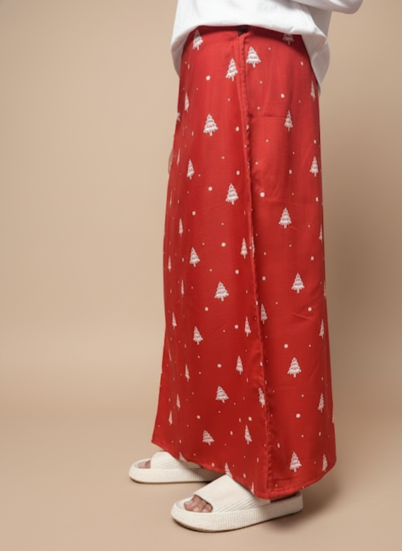 Men Red Christmas-Tree Pattern Pajmalungi