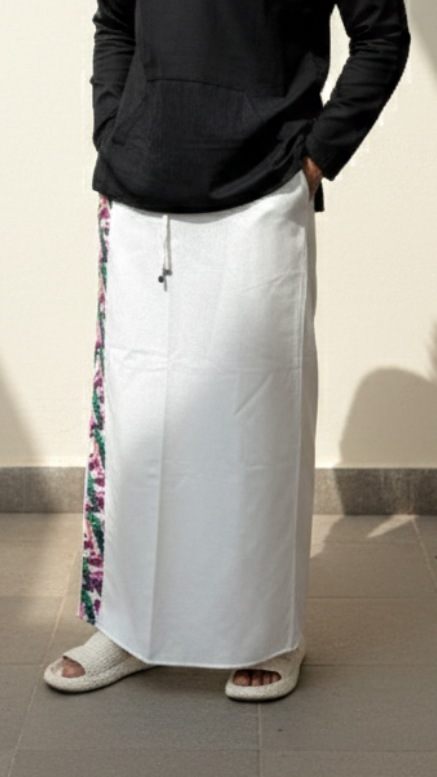 Men's White Tropical Leaf Stripe Pajamalungi