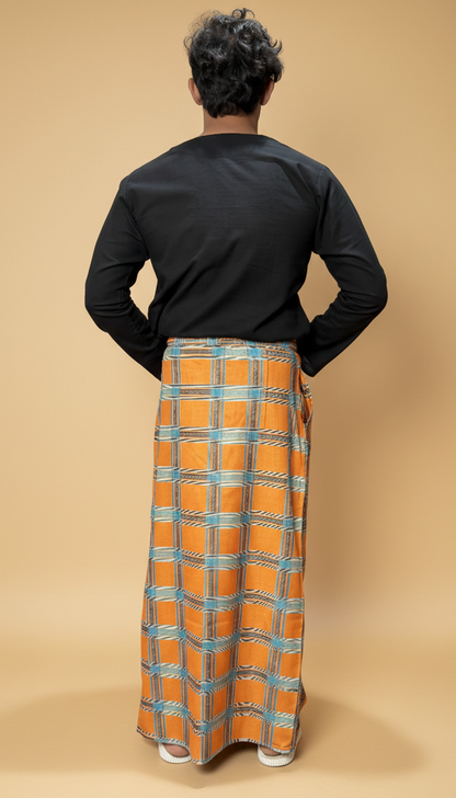 Men Classic Orange&Blue Checked Pajamalungi