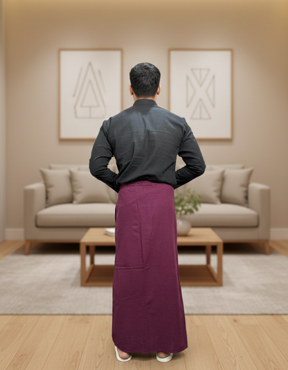 Men's Wine Color With Cream Stripe Pajamalungi