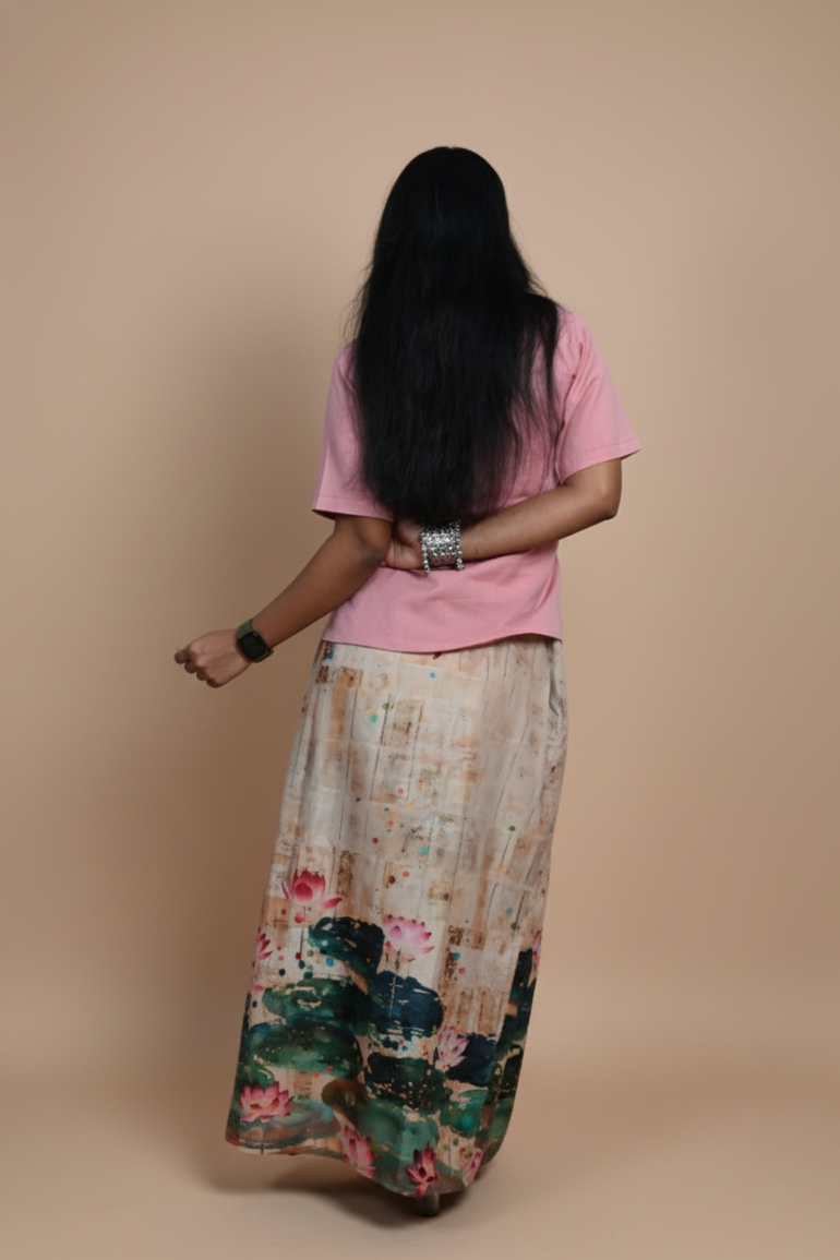 Women Lotus Pond Printe Pajamalungi