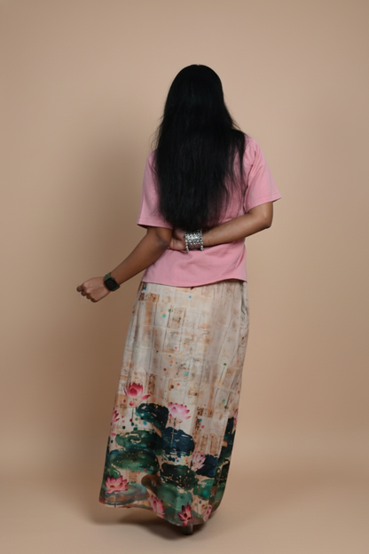 Women Lotus Pond Printe Pajamalungi