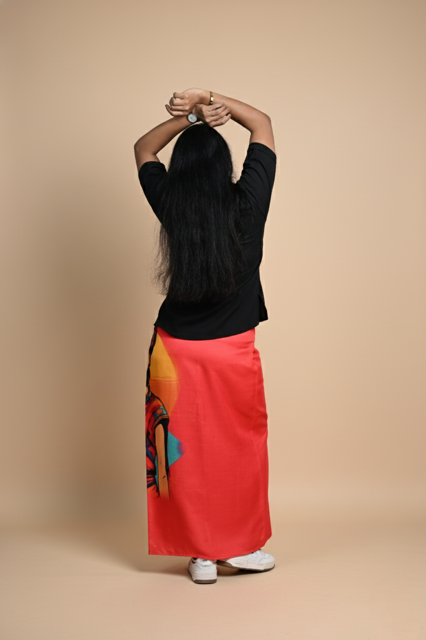 Women with sunglasses Red Printed Pajamalungi for Women