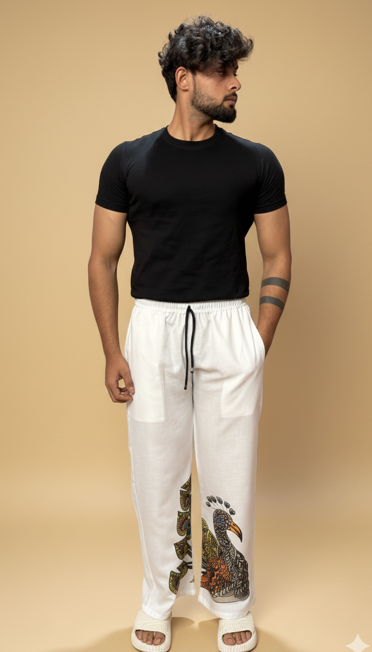 Men Peacocok Print Pajama