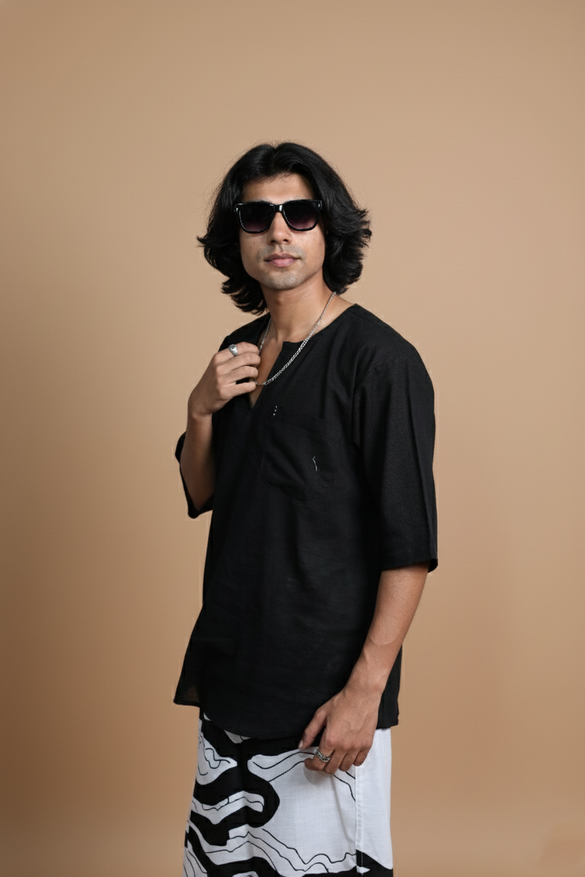 Black And White Wave Digital Print Pajamalungi