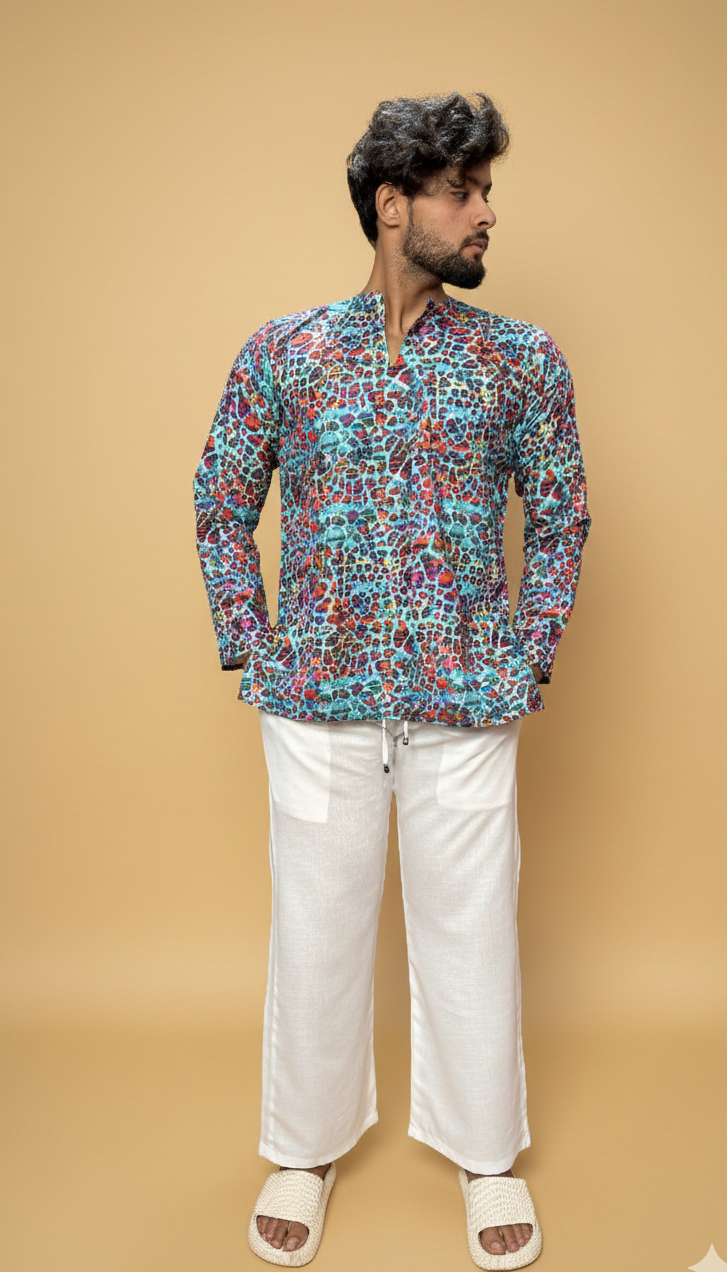 Men’s Multicolor Abstract Printed Kurta
