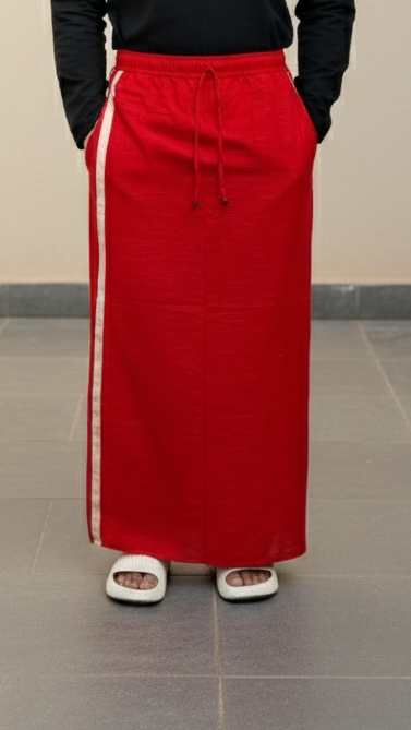 Men's Red Color with Cream stripe Pajamalungi