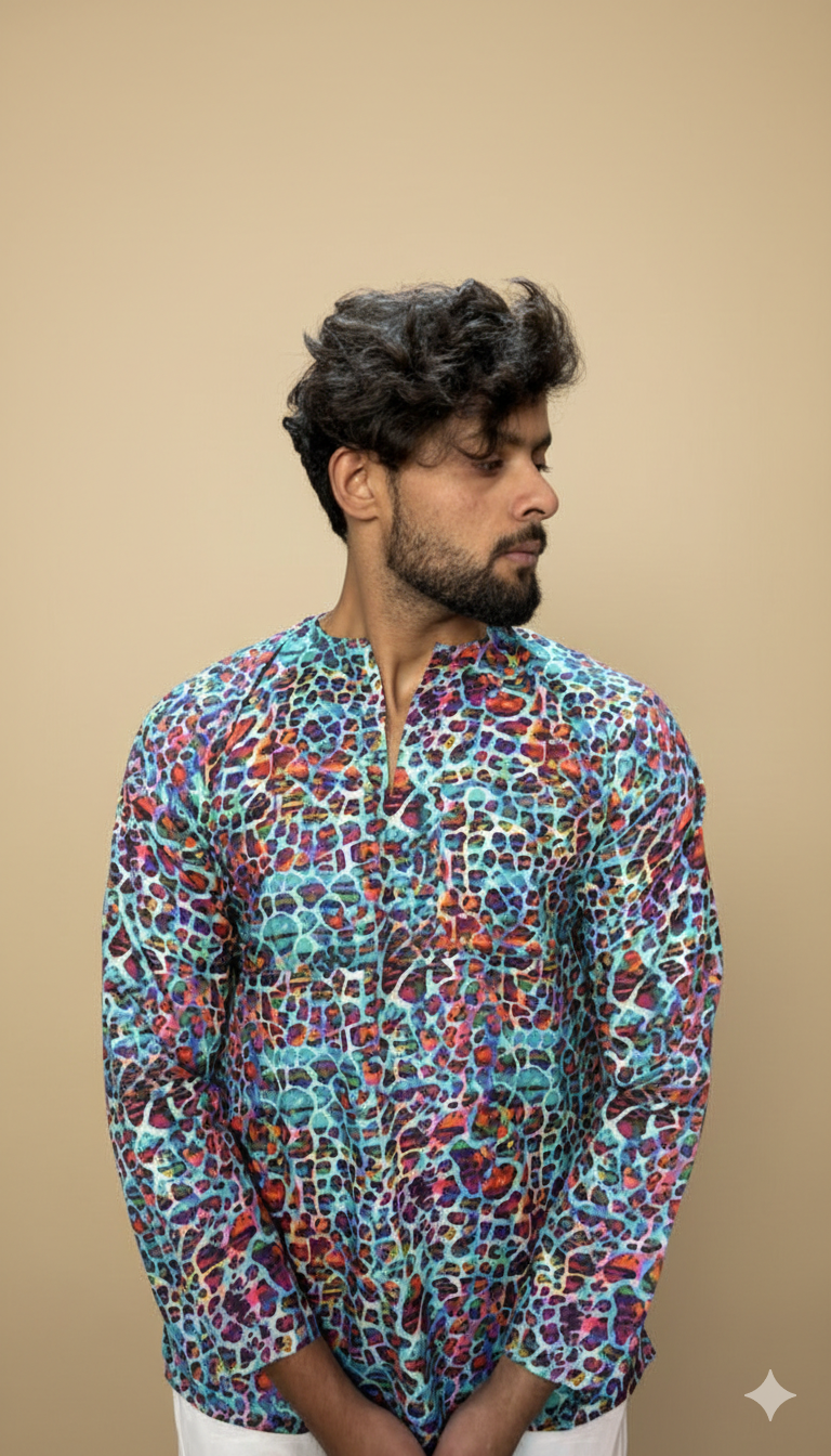 Men’s Multicolor Abstract Printed Kurta