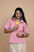 Women Peach Pink Cotton Kurta