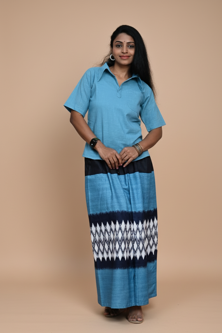 Women Sky Blue Cotton Kurta