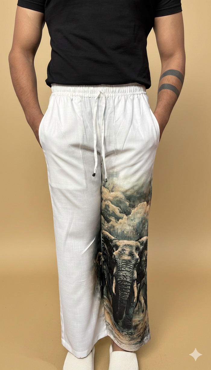Men Elephant Motif Print Pajama