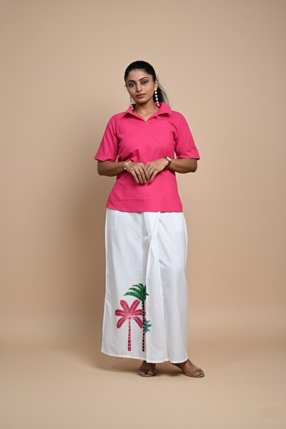 Women Solid Pink Halfsleeve Kurti