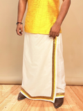 Men White Color With  Copper  & Yellow Stripe Pajamalungi