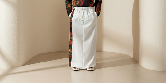 Men’s White Cotton Contrast Stripe Pajamalungi