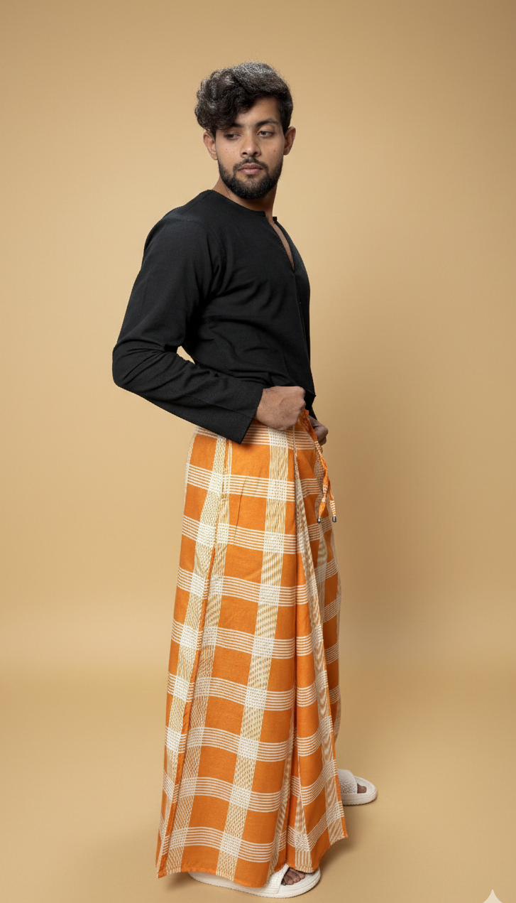 Men Classic Orange Checked Pajamalungi