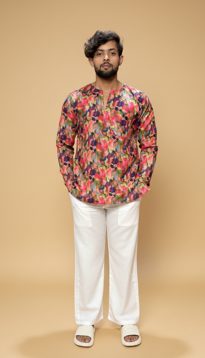 Men’s Multicolor Ethnic Print Kurta