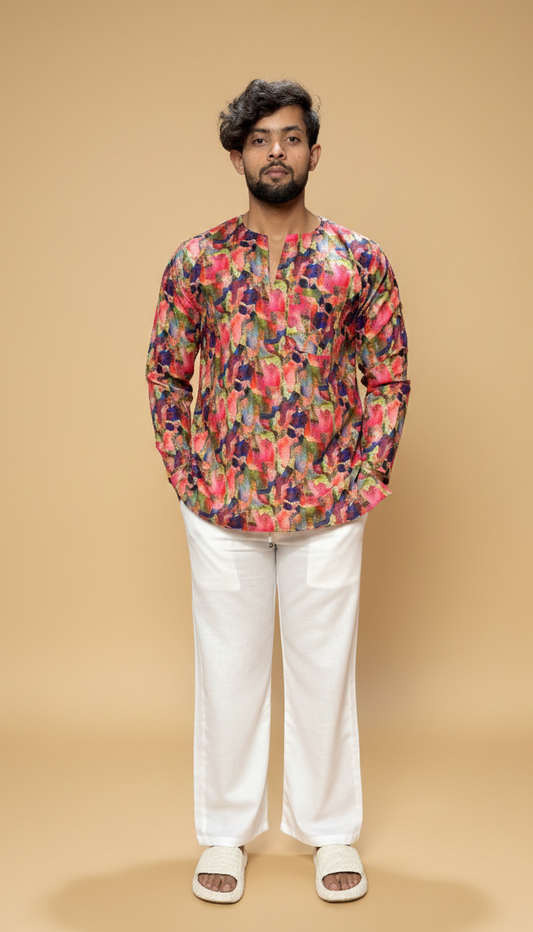 Men’s Multicolor Ethnic Print Kurta