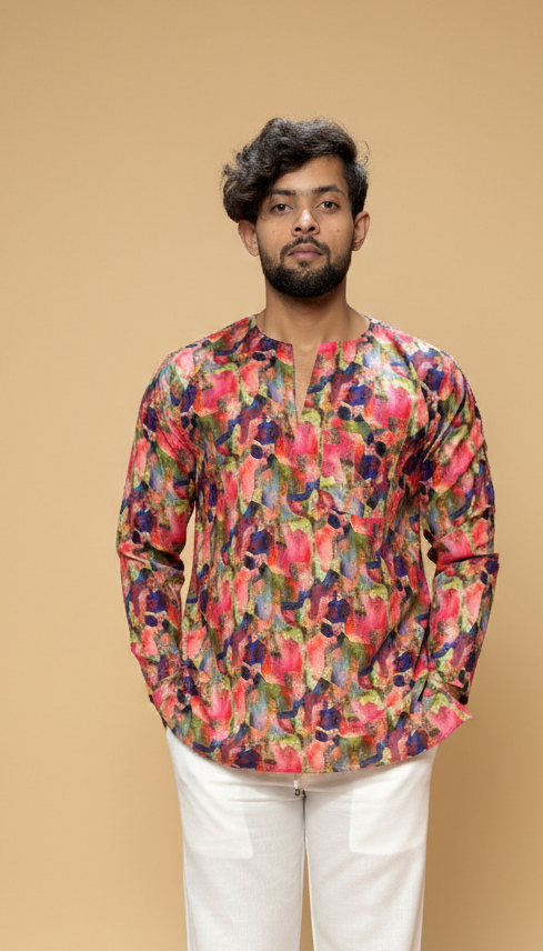 Men’s Multicolor Ethnic Print Kurta