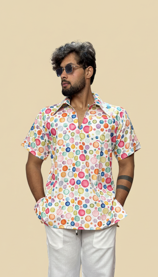 Men Multi Color Polka Dot – Short Sleeve