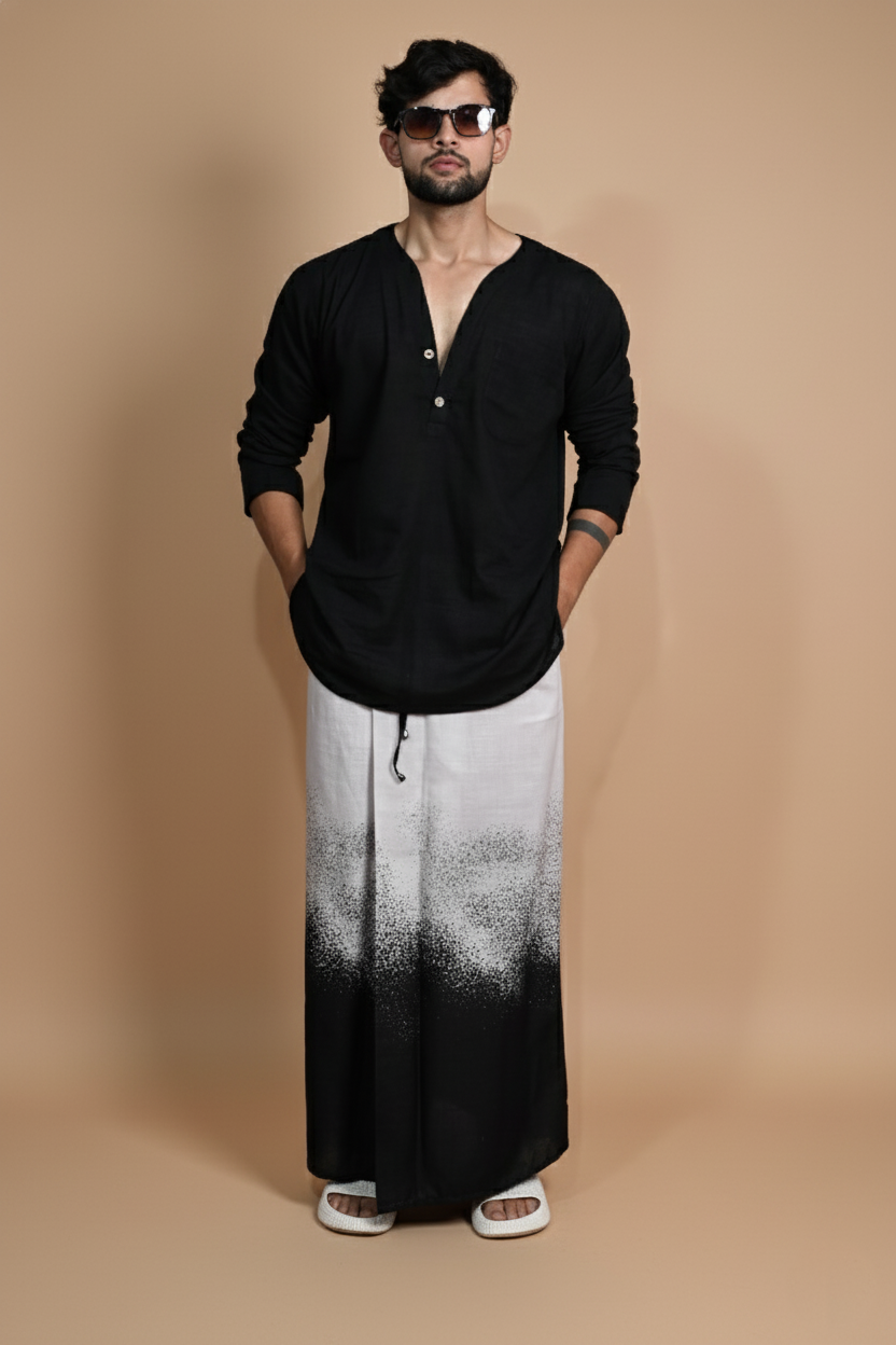 Beige & Black Digital Print  Pajamalungi