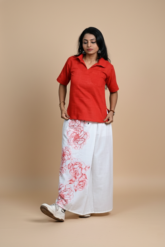 Women Solid Red  Halfsleeve Kurti