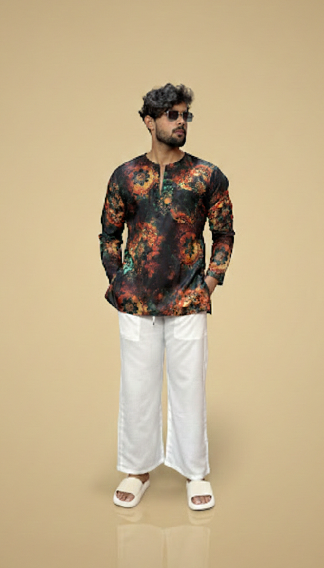 Men’s Multicolor Abstract Print Kurta