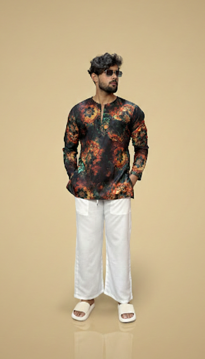 Men’s Multicolor Abstract Print Kurta