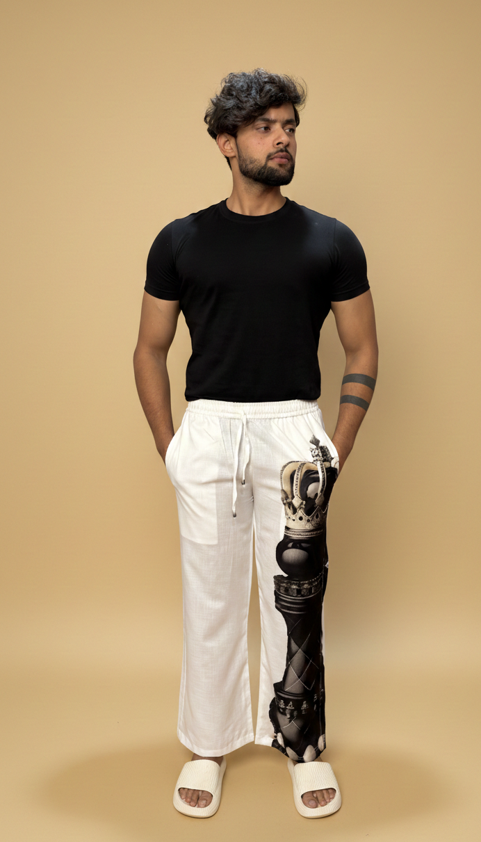 Men White Checkmate Pajama