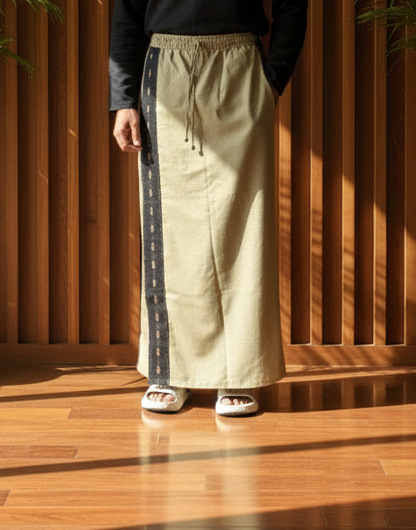 Men's Classic Sage Green Color With Black Stripe Pajamalungi