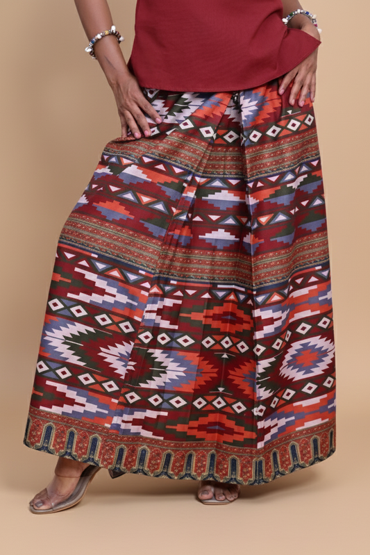 Women Rust Tribal Printed Pajamalungi