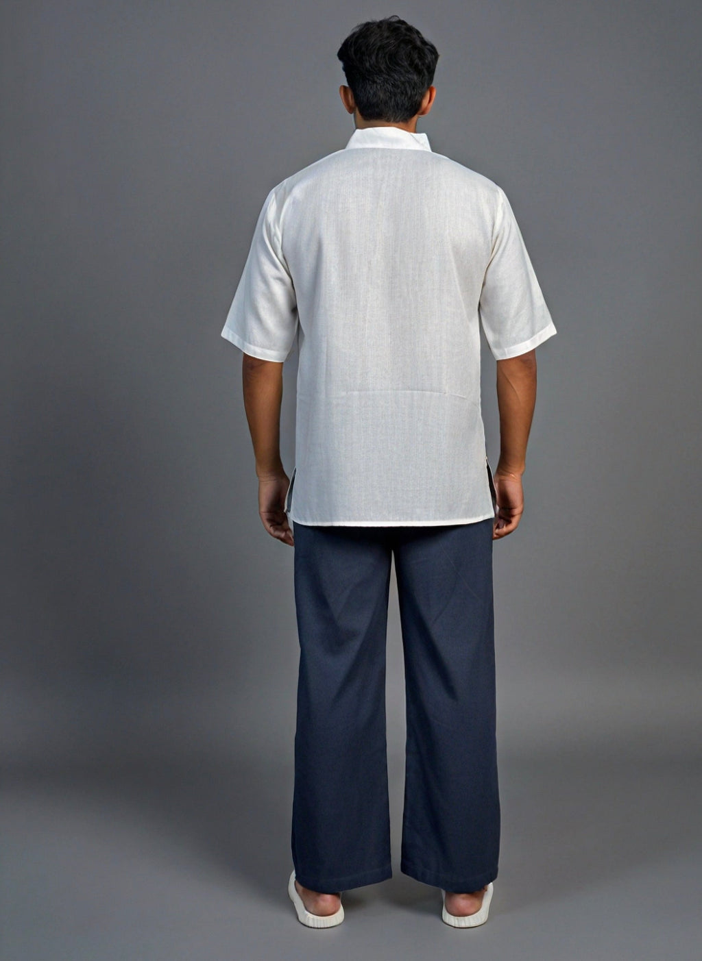 Men Half Sleeve Kurta– Afro Sunglasses Print (White)