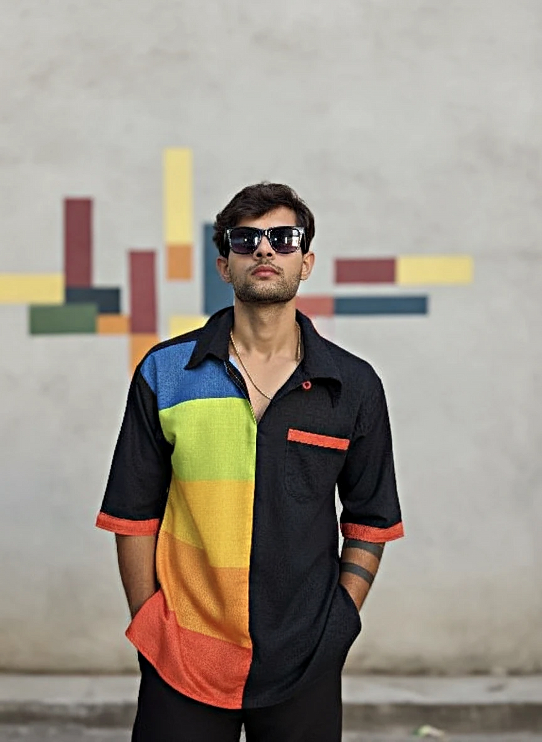 Rainbow multicolor digital print blazer for men – stylish party wear