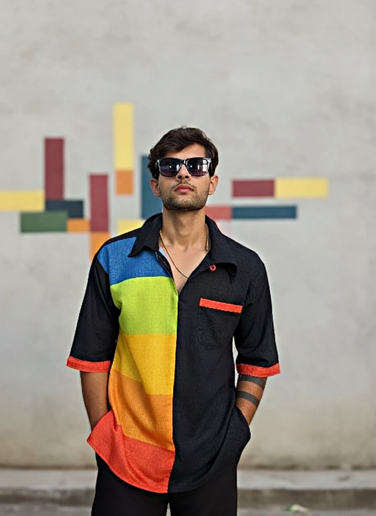 Rainbow multicolor digital print blazer for men – stylish party wear