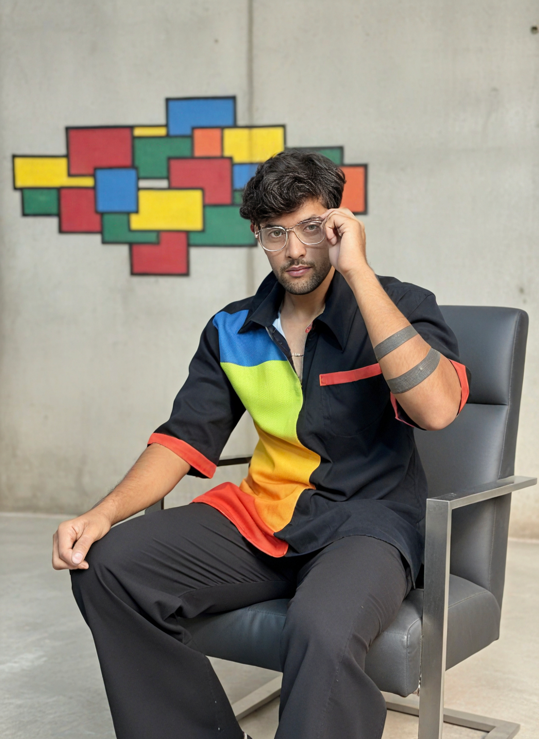 Rainbow multicolor digital print blazer for men – stylish party wear