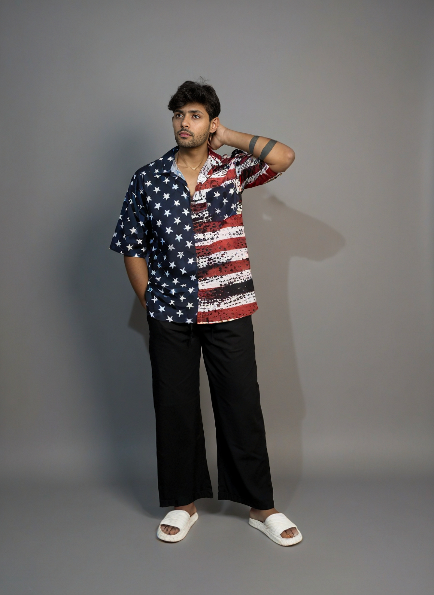 American Star & Stripe Flag Print Shirt and Pant- Men’s Summer Wear