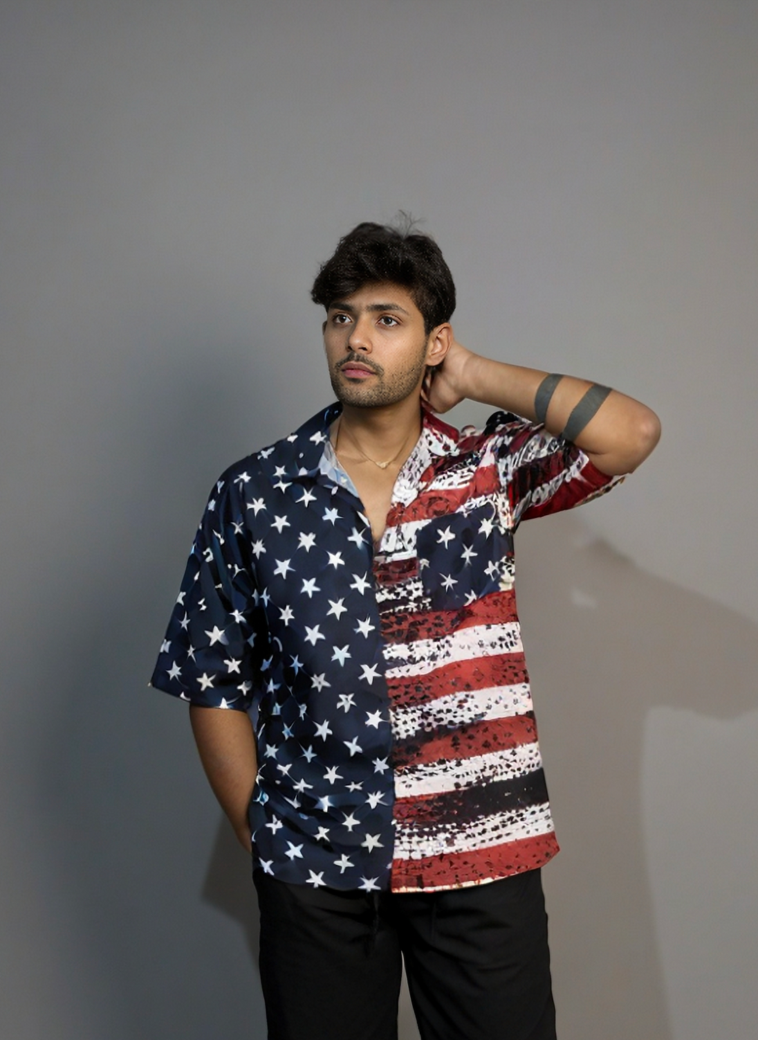 Comfortable summer star stripe shirt pant for men