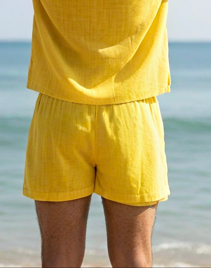 Yellow Sleeveless Beach Hoodie for Men – Limited Edition