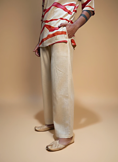 Mens solid beige pajama – premium cotton ethnic wear