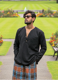 Full sleeves black kurta for men