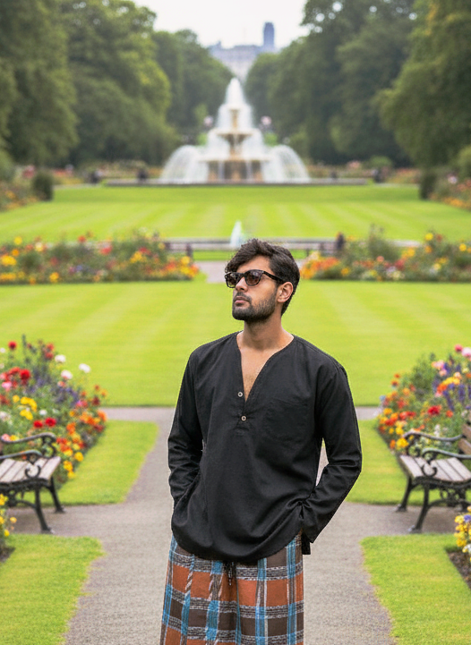 Full sleeves black kurta for men's