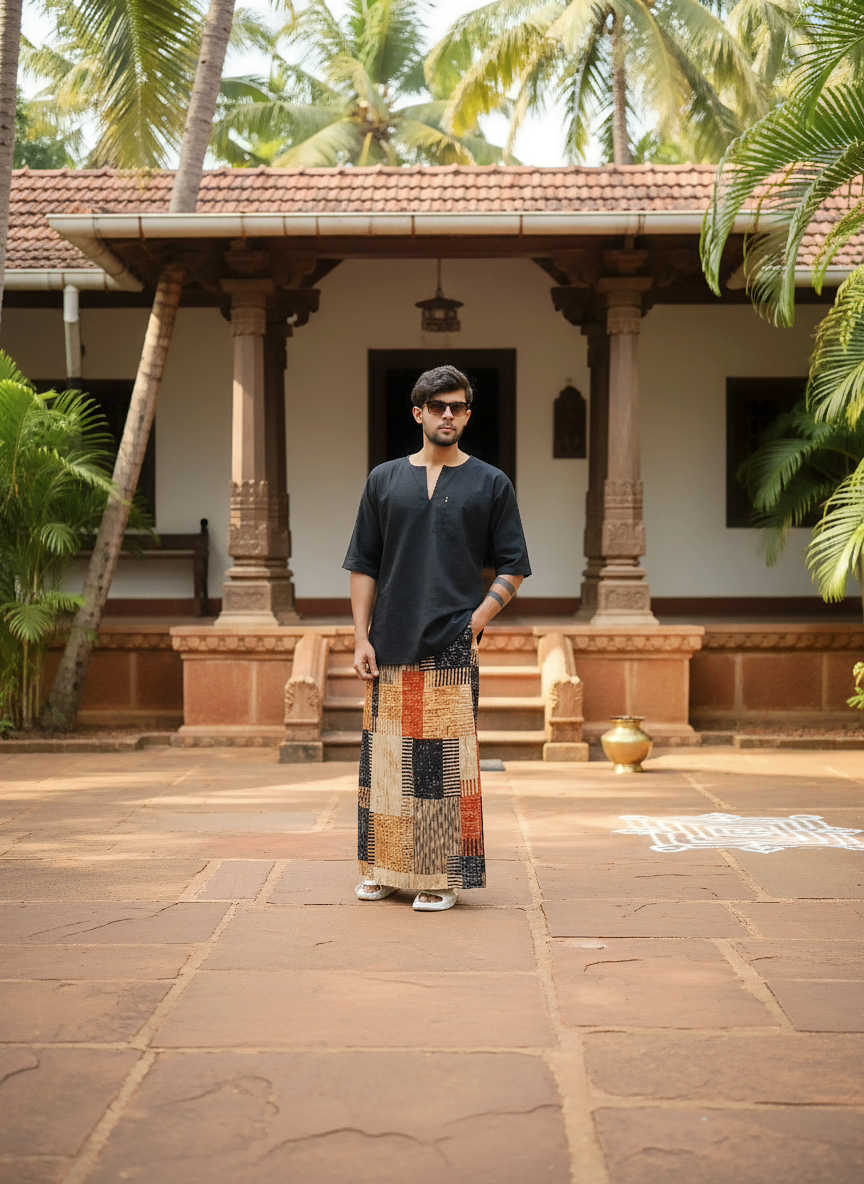 Geomentric square pattern design pajamalungi for men