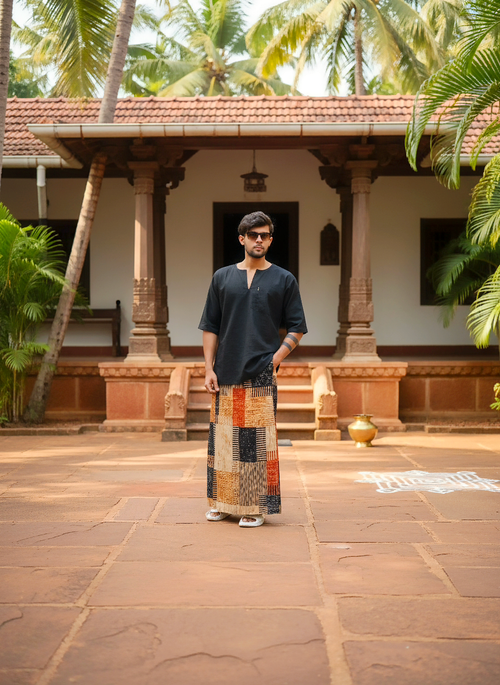 Geomentric square pattern design pajamalungi for men