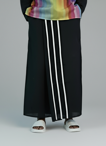 Black pajamalungi with stripes for men's
