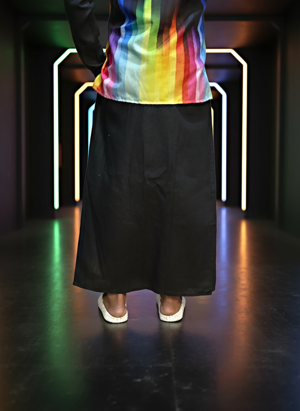 Black pajamalungi with stripes for men