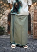 Light green pajamalungi with dark green stripes