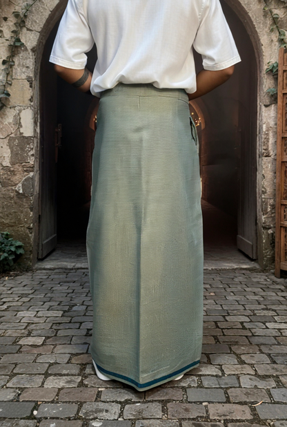 Light green pajamalungi with dark green stripes